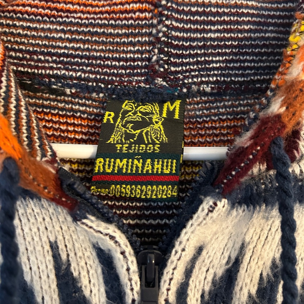 Vintage Tejidos Ruminahui Aztec Colorful Zip Up Jacket Ecuador Unique Sweater - Picture 4 of 7